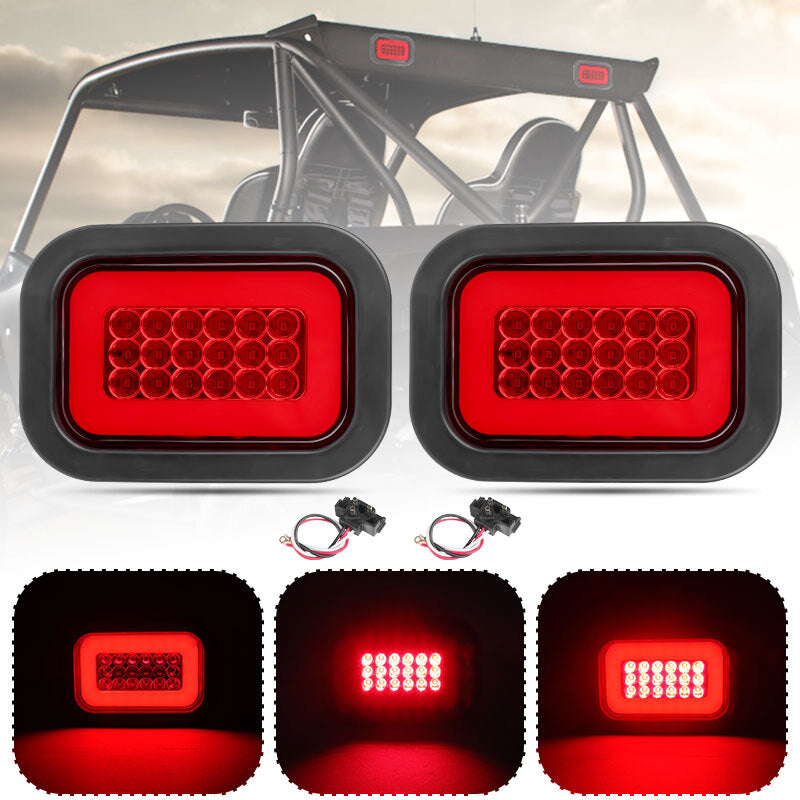 2x 30-LED Red Rectangular Tail Lights With Pigtails Universal 12V Trailer Truck