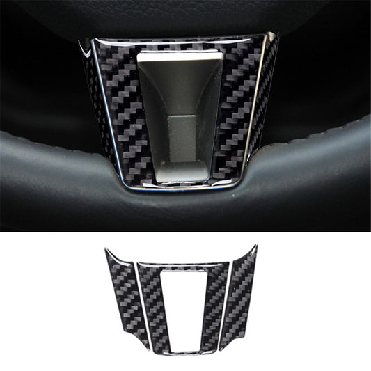 for Jaguar XF 2009-2011 3Pcs Steering Wheel Decor Panel Trim Cover Carbon Fiber