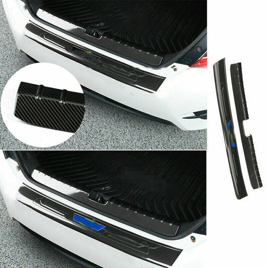 2Carbon Fiber Brushed Rear Bumper Sill Plate Protector for Honda for Civic 2016-2021