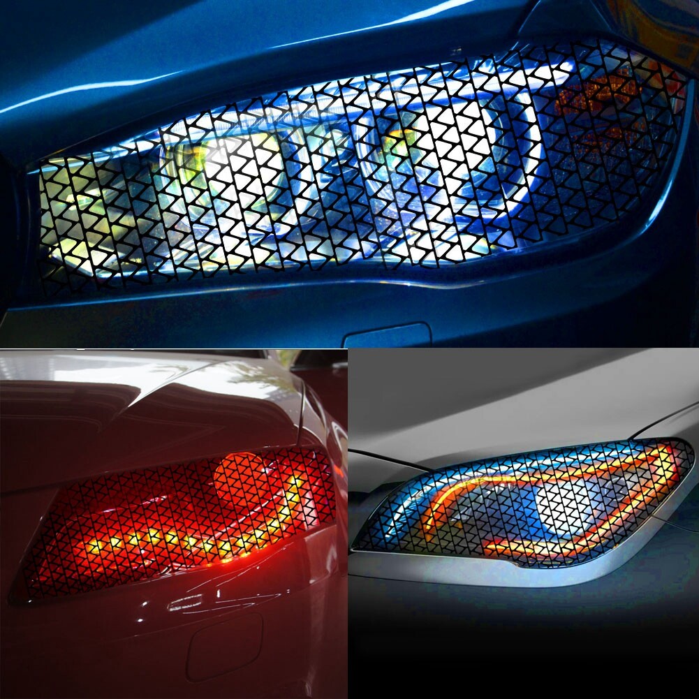 2Pack Car Rear Tail Light Lamp Stickers Honeycomb Type Decal Black 4830cm