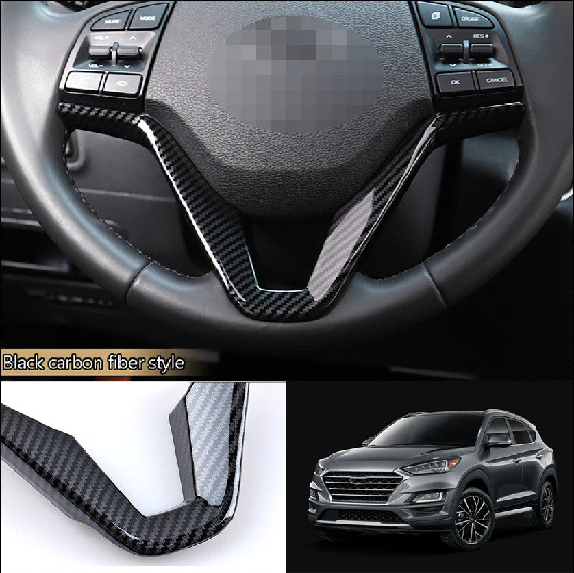 for Hyundai for Tucson 2016-2021 Carbon Fiber Steering Wheel V Type Cover Trim 1pcs