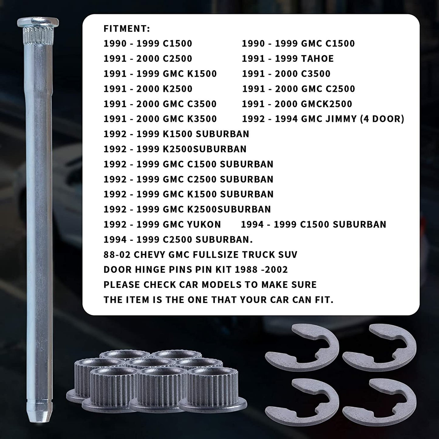 Door hinge pin and bushing repair kit compatible with 1988-2002 for Chevrolet for GMC