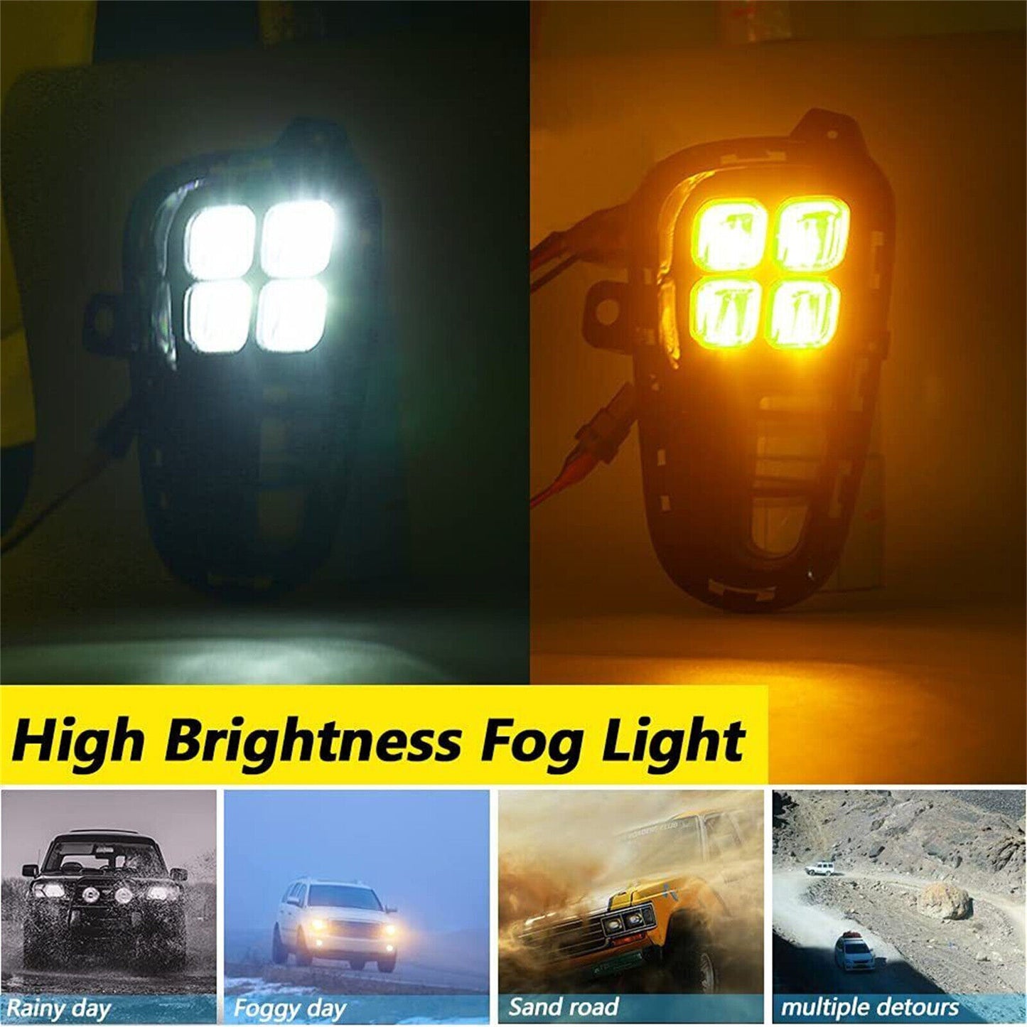 for KIA Rio 2018-2020 4 Eyes LED Daytime Running Fog light DRL w/ Wire Switch