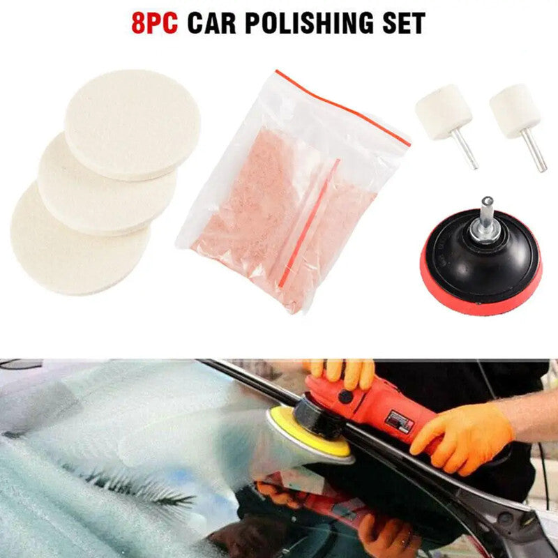 8PC Car Window Glass Polishing Grinding Scratch Removal Felt Pad Repair Tool