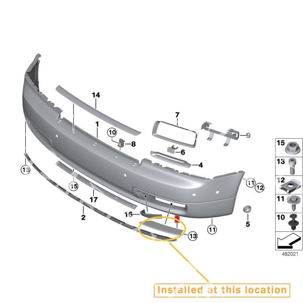 for Rolls-Royce for Phantom 2013-2017 FRONT BUMPER CHROME STRIP left : 51117204577