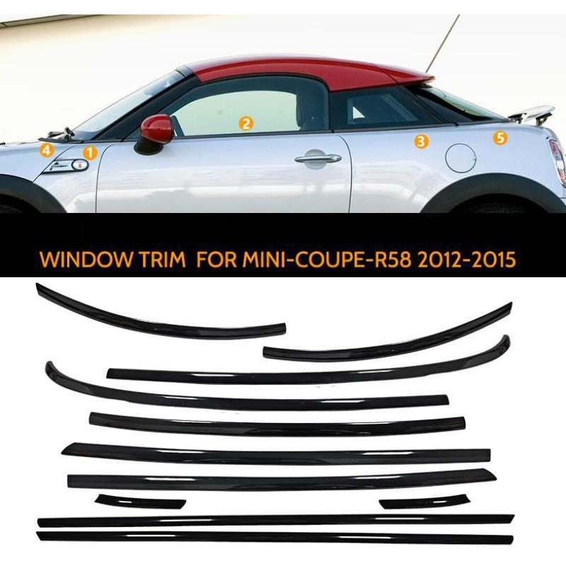 Gloss Black for MINI Cooper Coupe R58 2012-2015 Stainless Car Window Trim Strip