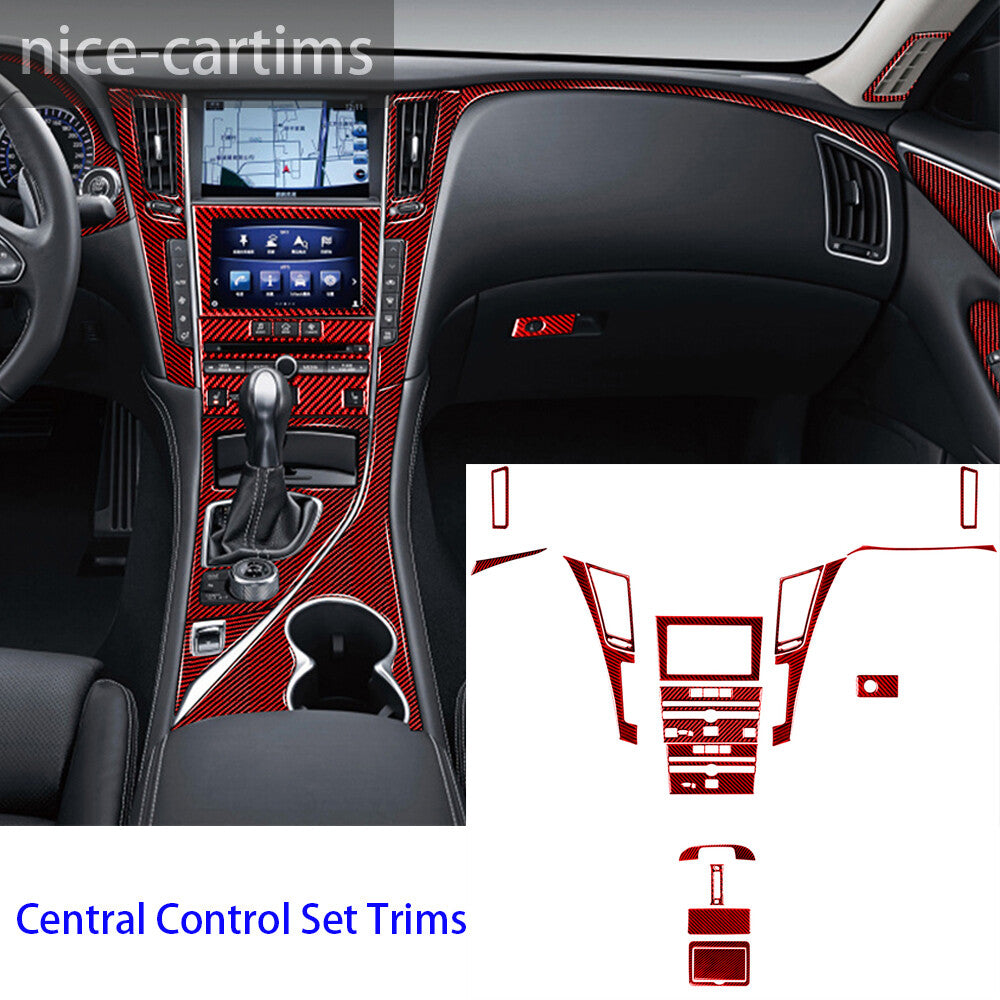 17¡ÁRed Carbon Fiber Central Control Interior Set Trim for Infiniti Q50 Q60 2014+