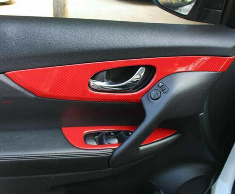 for Nissan Rogue 2014-2020 Red Carbon Fiber Interior DoorConsole Decor Trim 12X