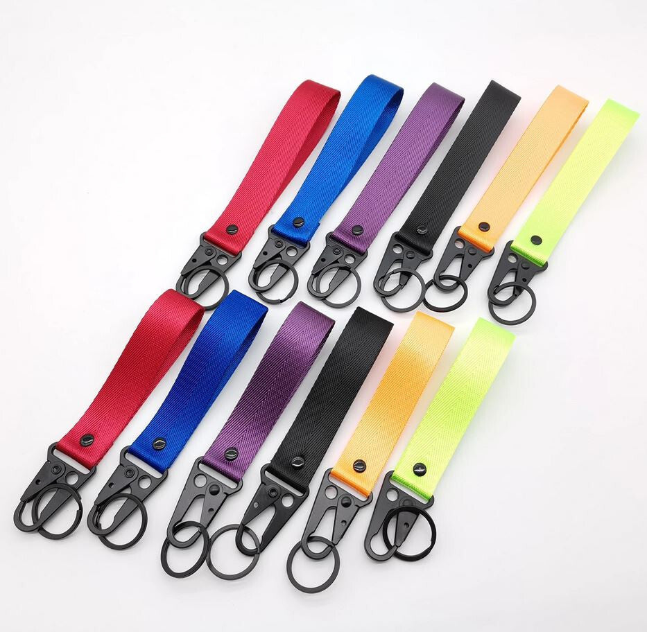 Car keychain/ring with lanyard, black, 19cm, suitable for Mitsubishi .