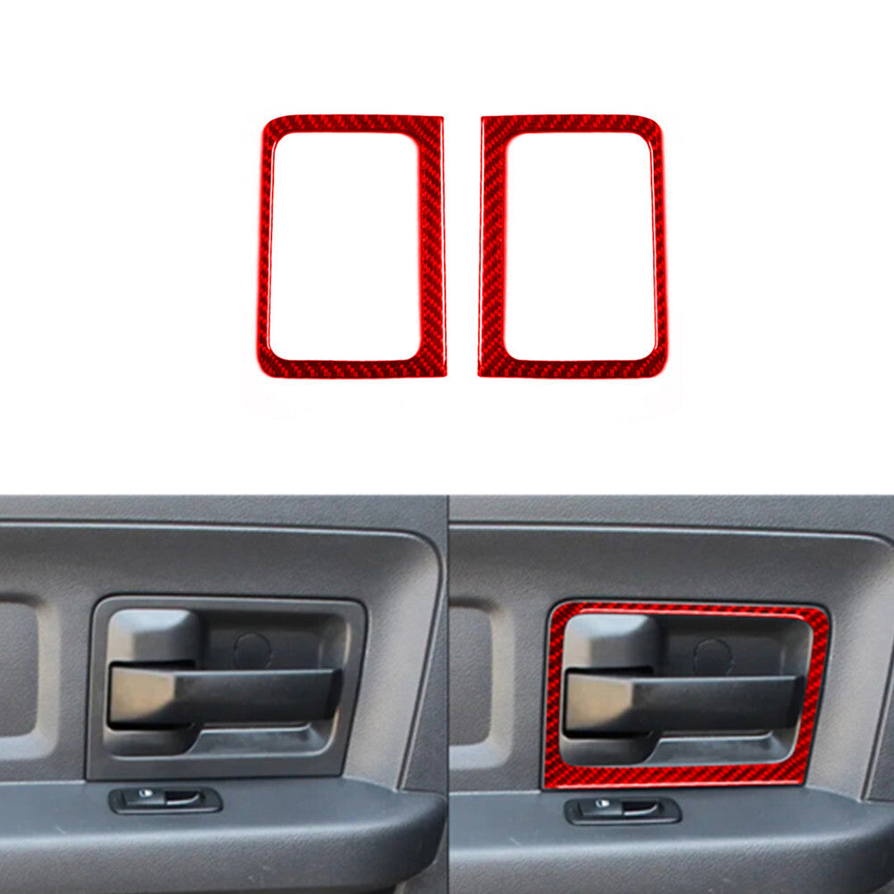 2Pcs Red Carbon Fiber Rear Door handle Cover Trim for Dodge for RAM 1500 2009-2012