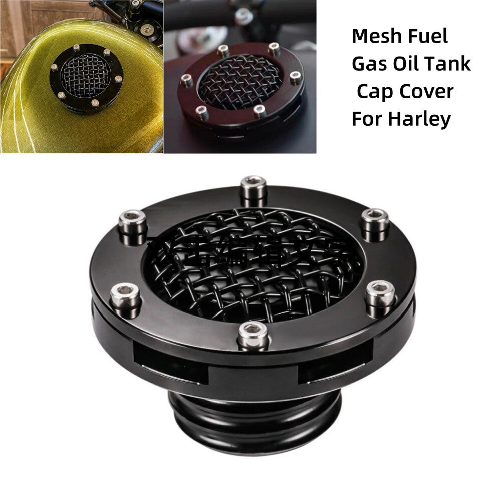 Motor Mesh Fuel Oil Tank Gas Cap Cover Black for Harley Touring Dyan FXD Softail