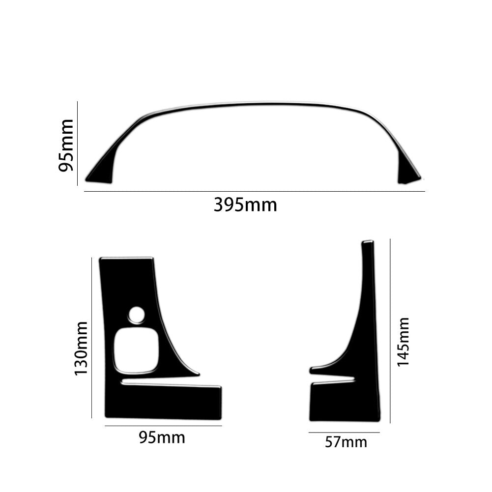 3Pcs Glossy Black Speedometer Outer Frame Cover Trim for Ford Ranger 2019-2022