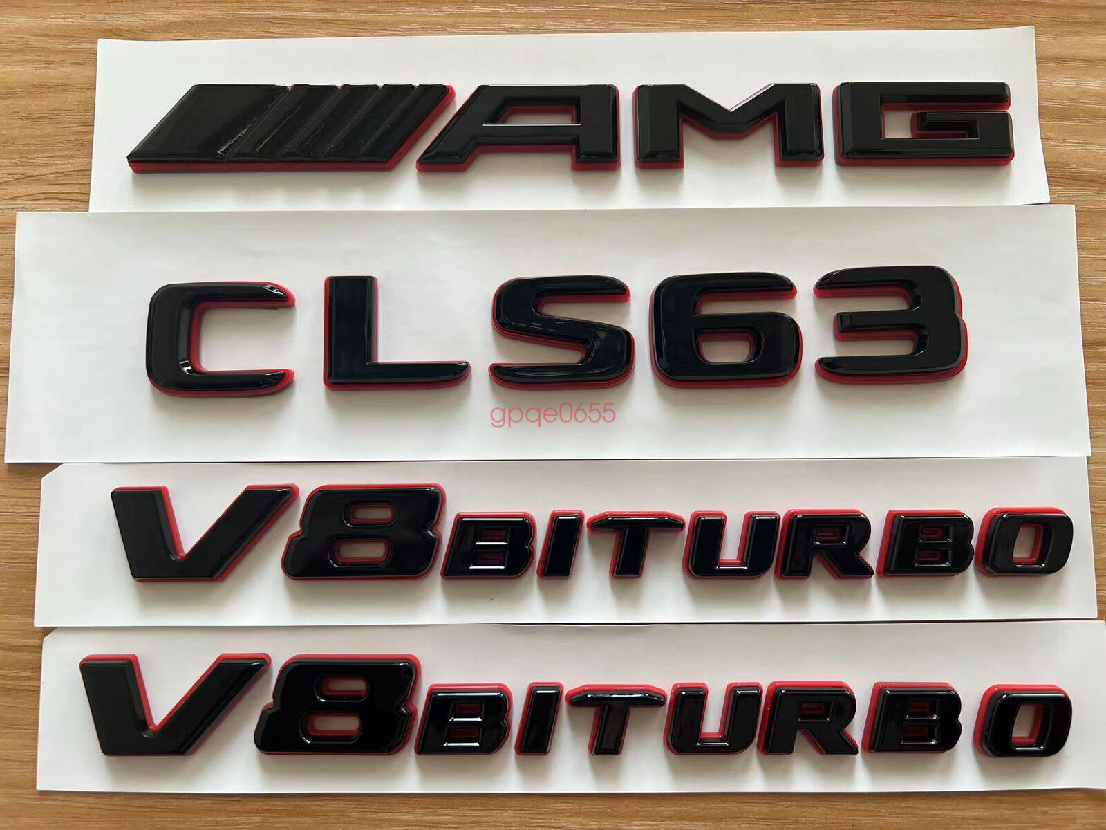1SET Black RED CLS63 AMG V8 BITURBO Emblem Badge Sticker Set For AMG GLE