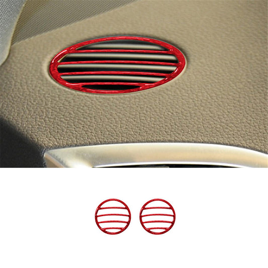2X Red Carbon Fiber Front Defogger Air Outlet Cover Trim for Audi Q7 2007-2015