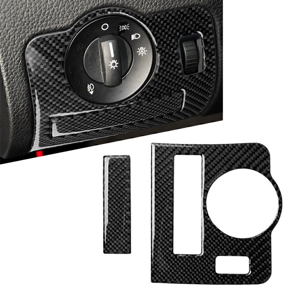 Carbon Fiber Interior Headlight Switch Decor Trim Cover Fit for Ford for Mustang 2009-13