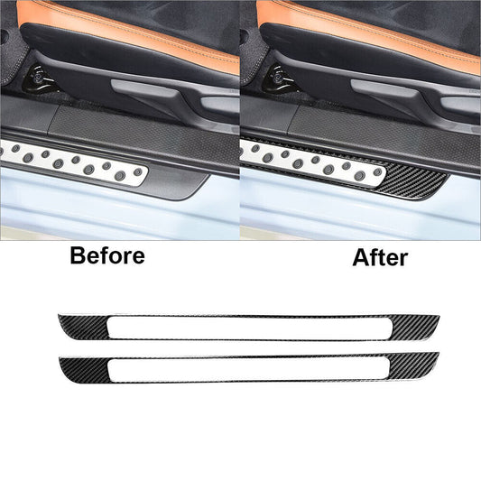 2Pcs Carbon Fiber Door Central Threshold Cover Trim for Toyota 86 for Subaru BRZ