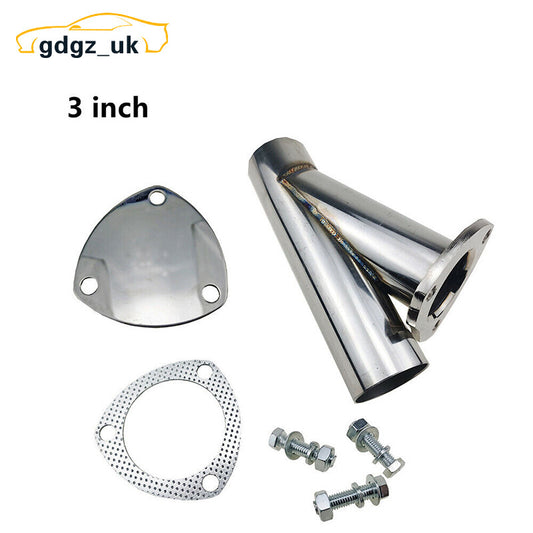 3 Stainless Steel Electric Exhaust Y Pipe w/ SealFlange Gasket 3inch Downpipe