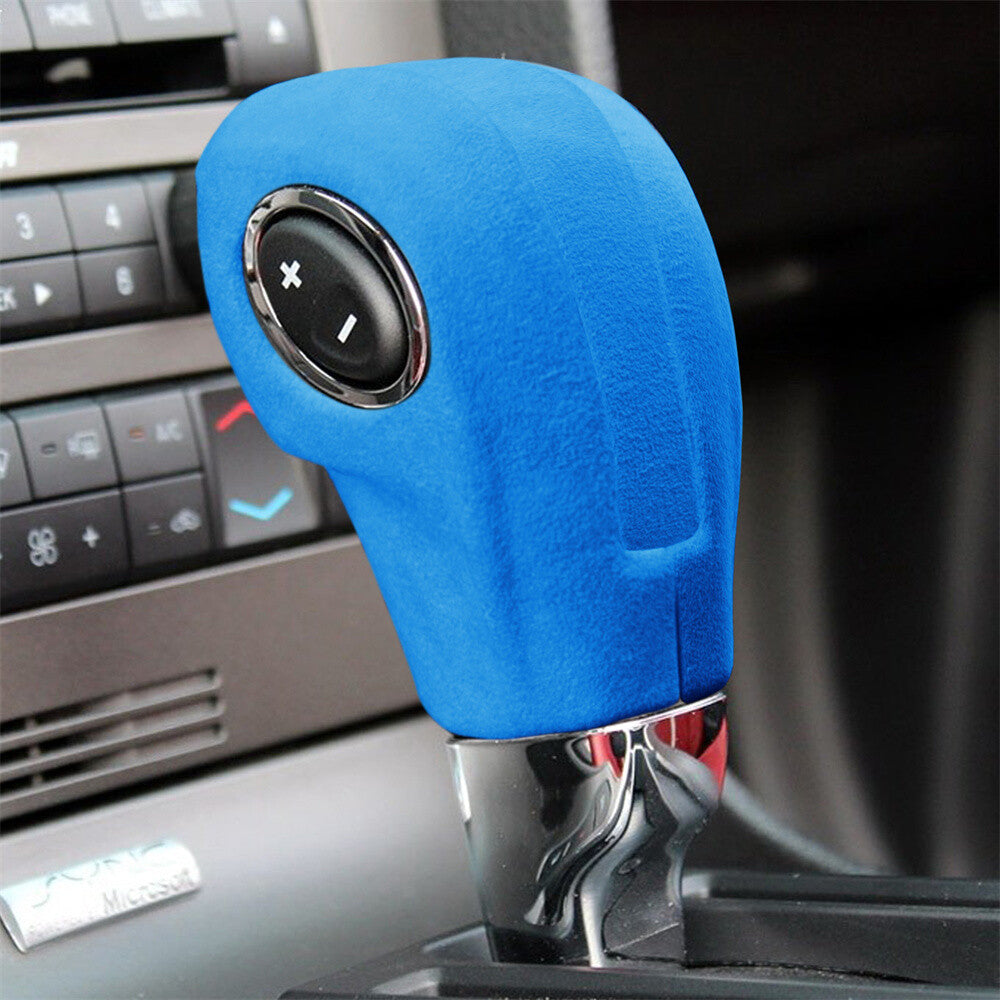 for Ford for Mustang 2009-2013 Interior Gear Shift Knob Cover Accessories Suede Blue