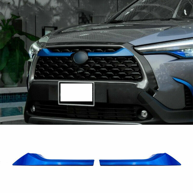 Blue Front Bumper Center Hood Grill Mesh Strip for Toyota for Corolla Cross 2020-23