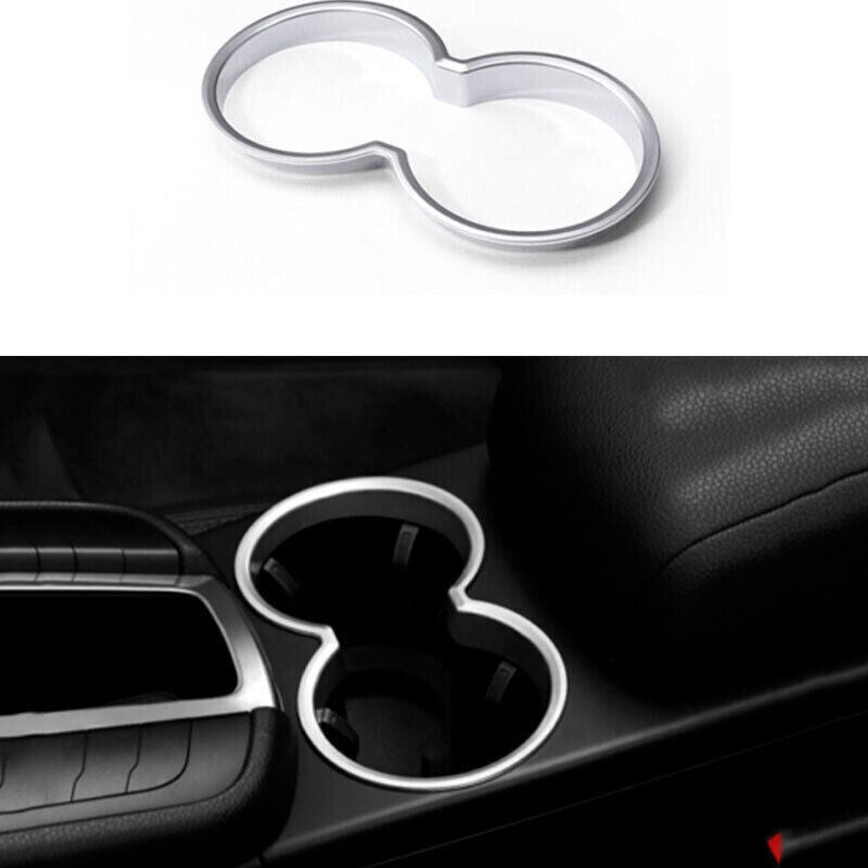 for Porsche Macan 2015-2023 Gloss Silver Central Console Water Cup Cover Trim
