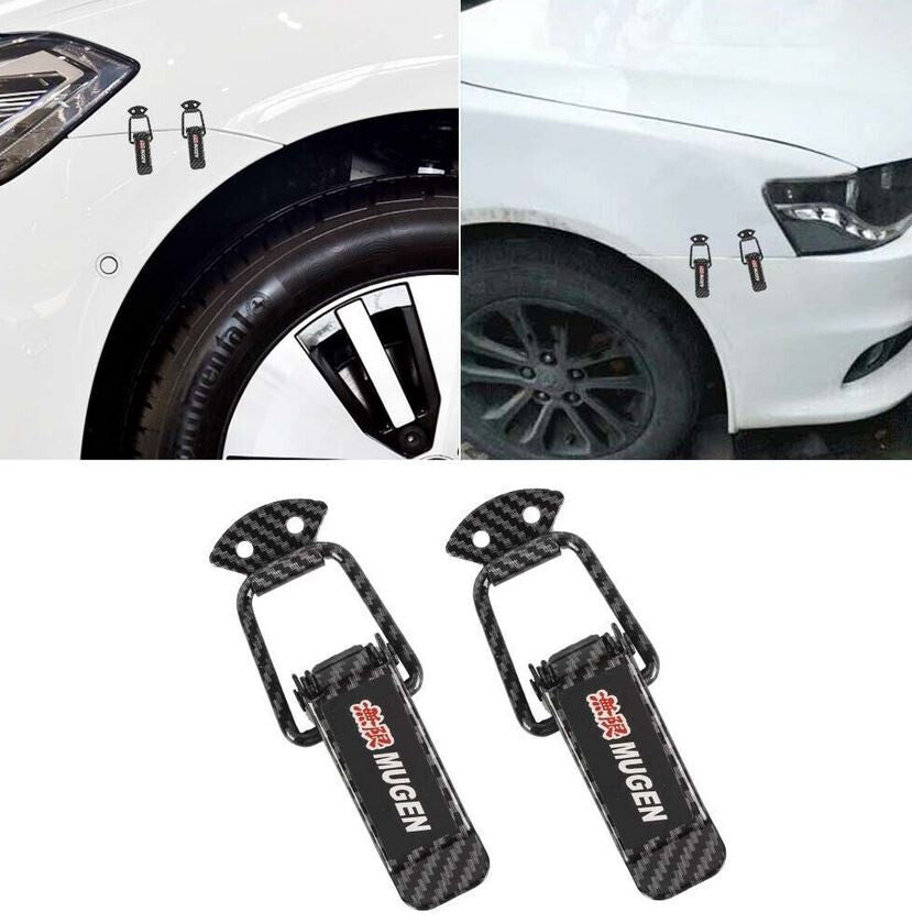 2-Piece Car Bumper Rear Trunk Fender Cover Clip Lock by Mugen Carbon Fiber for Honda for Acura