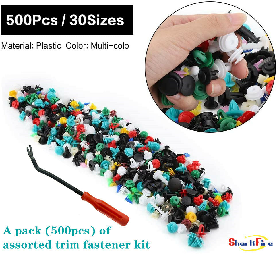Automotive plastic clip hybrid push-type retainer 500 pieces with fastener removal tool for General Motors