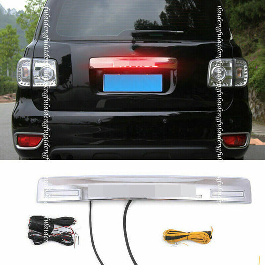 for NIssan Patrol Y62 2013-2019 Chrome Rear Trunk Tailgate Molding Panel W/ LED