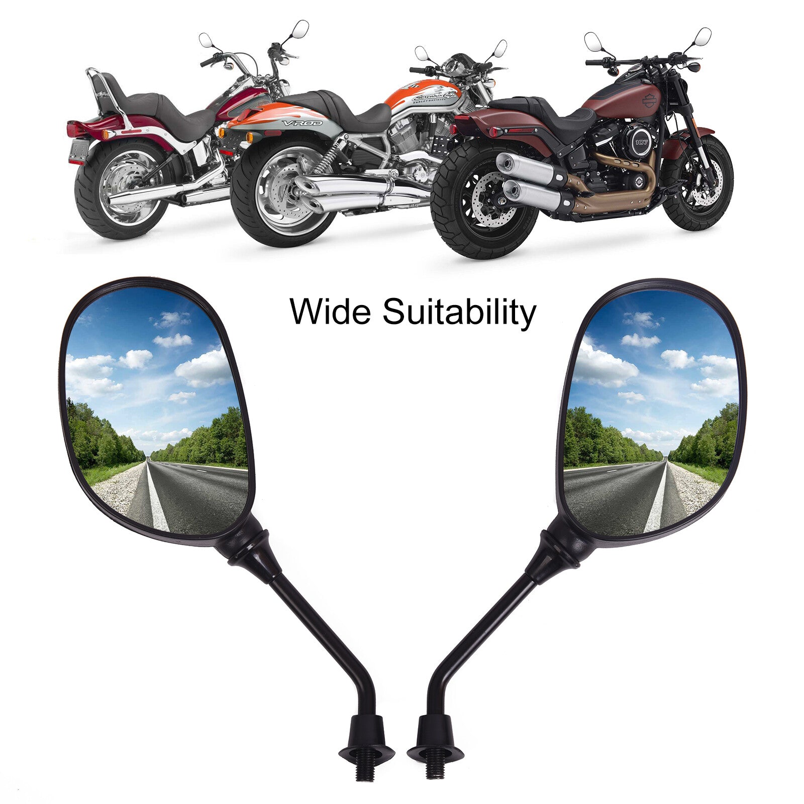 Motorcycle Scooter 7/8 22mm Handlebar End Rearview Side Mirrors For Honde ATV