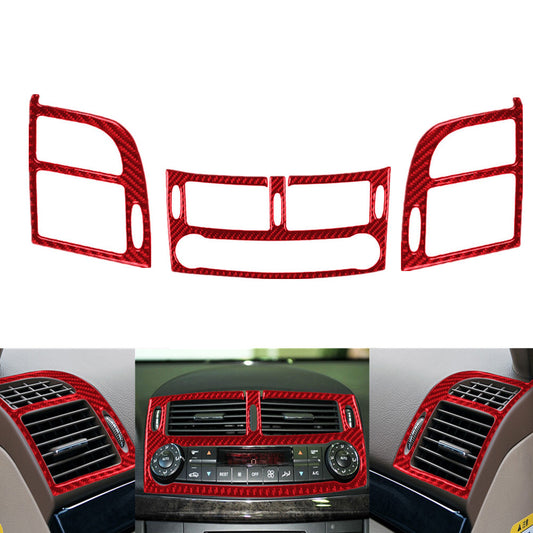 Red Carbon Fiber Air Vent Outlet Kit Cover Trim for Mercedes-Benz W211 2003-2009