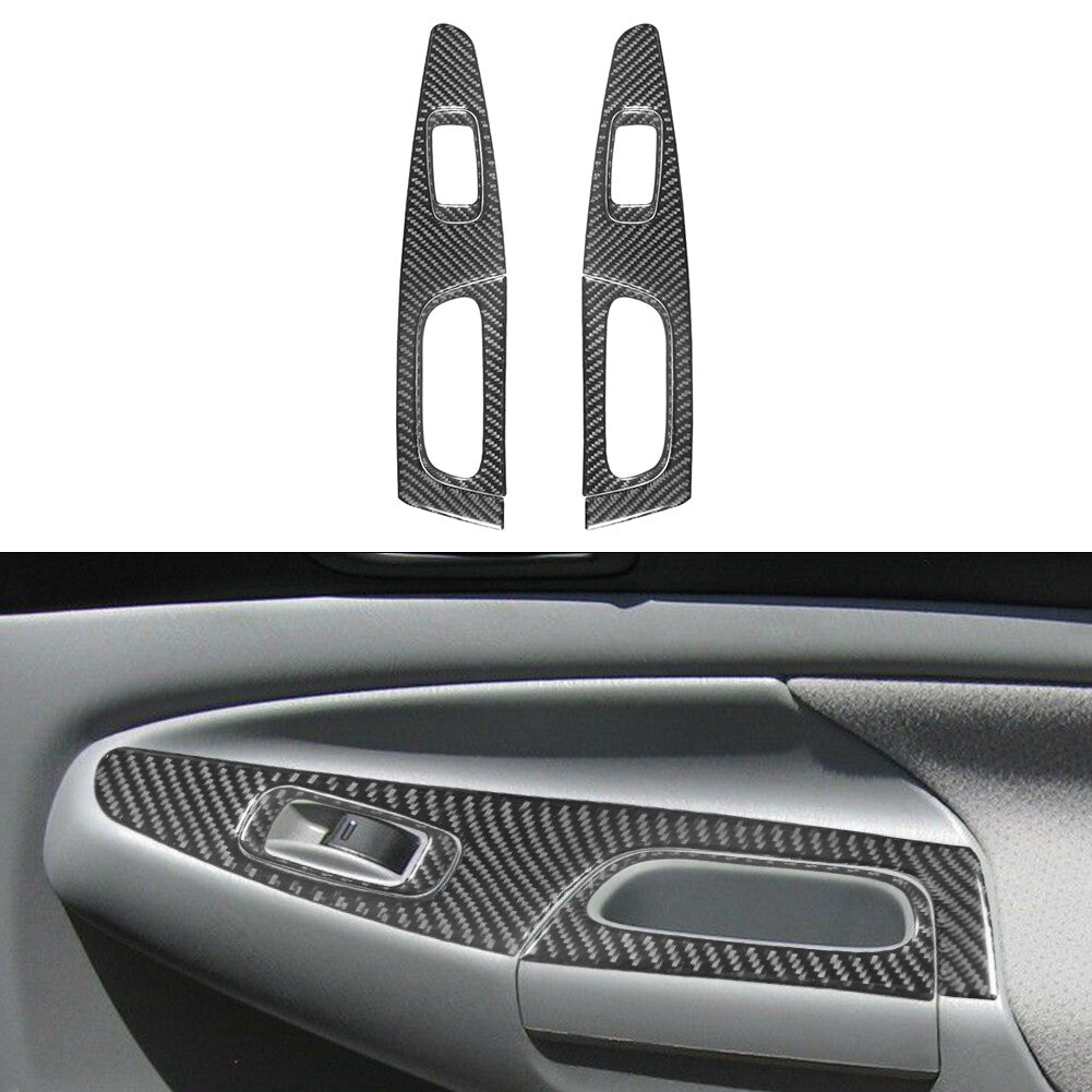 6Pcs Rear Door Window Button Trim Cover Carbon Fiber for Toyota Tacoma 2012-2015