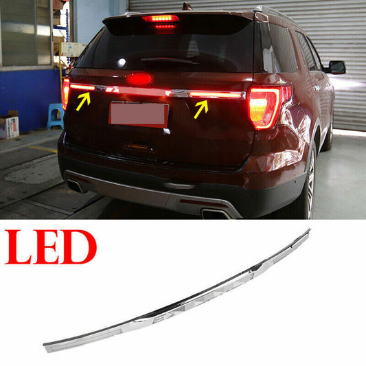 for Ford Explorer 2016-2019 Silver Rear Tailgate Trunk Trim Strip LED Badge Trim