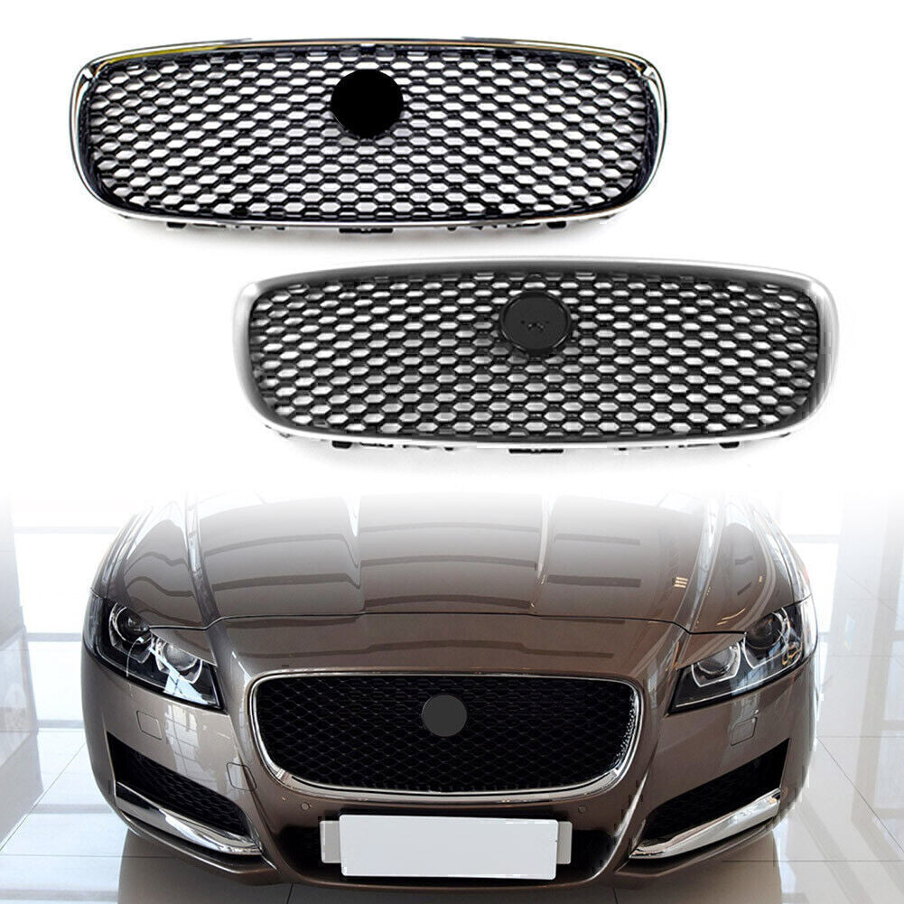 Upper Grill Front Grille Mesh for Jaguar XF XFR 2016-2020 19 Matte Silver