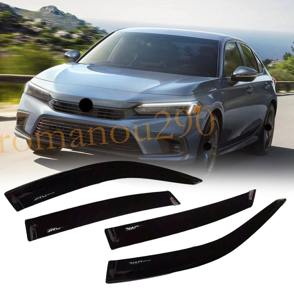 for Honda for Civic Sedan 2022-2024 Black Window Vent Visor Sun Rain Deflector Guard