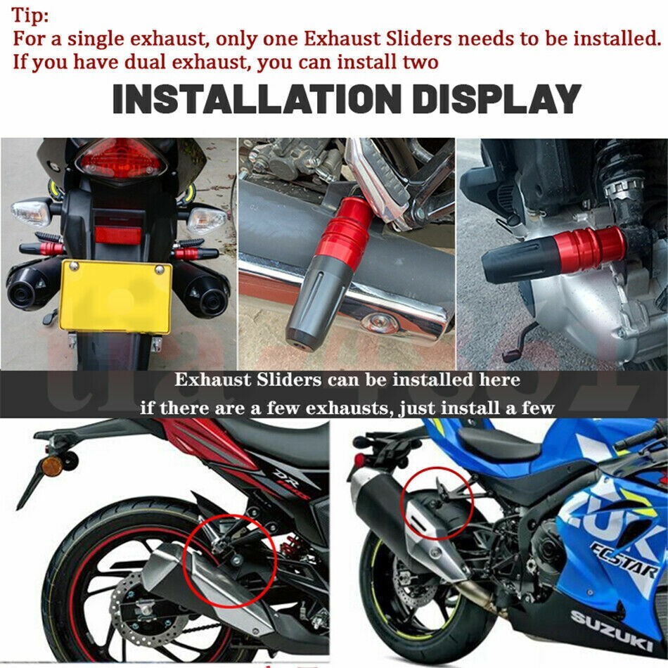 Exhaust Frame Slider Crash Pad Protector Fit For CBR GSXR R1 R6 MT07 MT09