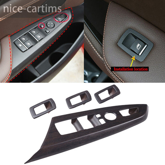 Oak Grain ABS Door Window Lift Switch Button Cover for BMW X3 F25 X4 F26 2014-17
