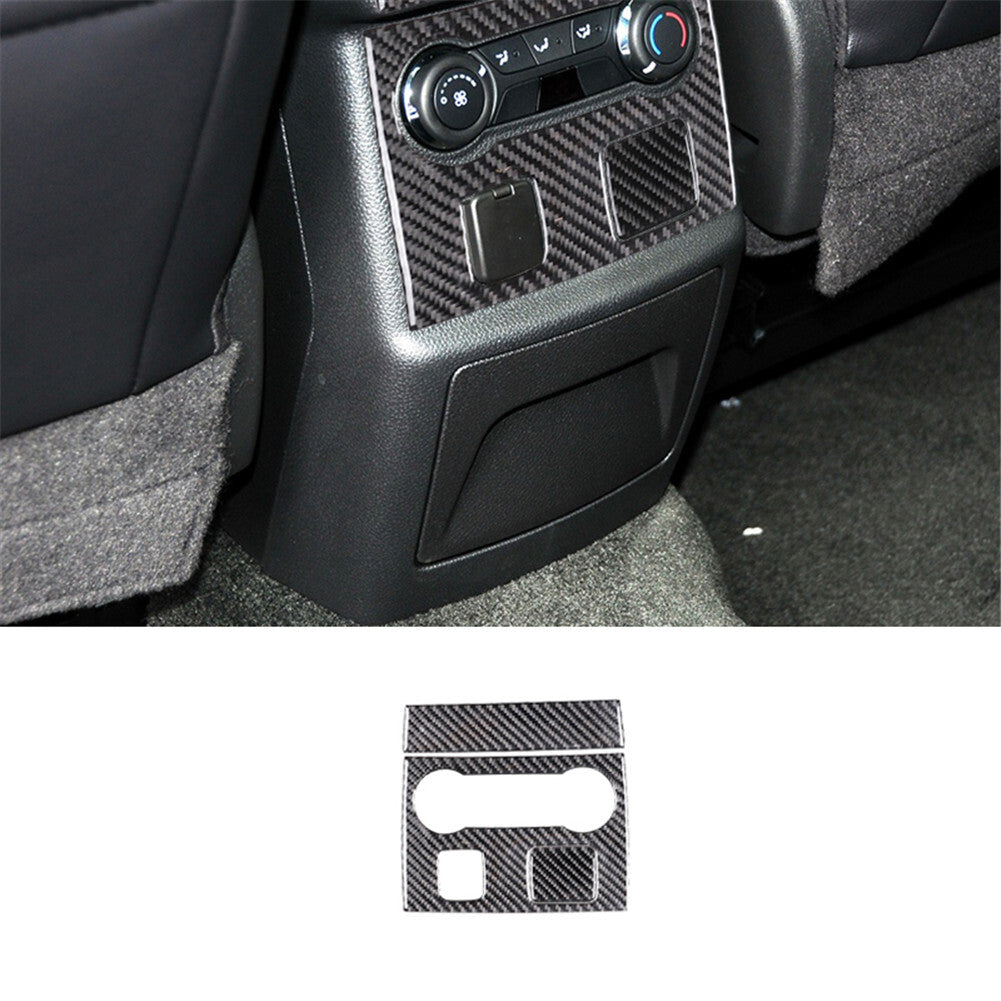 5Pcs Carbon Fiber Rear Central Console Trim Panel for Ford Explorer 2011-2014