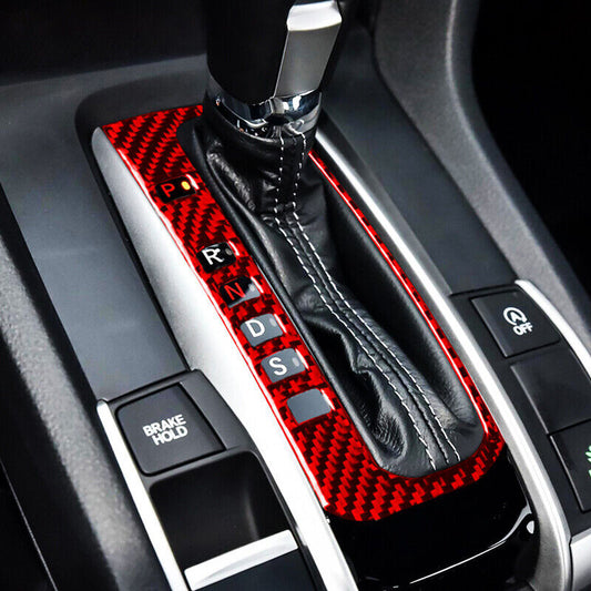 Real Carbon Fiber Car Gear Shift Panel Cover Trim for Honda for Civic 10th 2016-2019