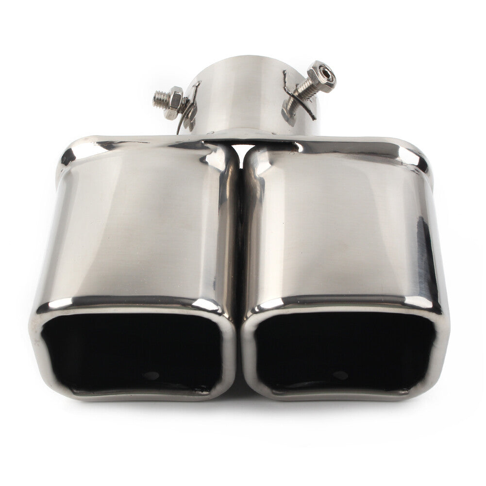 Silver Dual Universal Car Rear Exhaust Pipe Tail Muffler Tip Square Accessories
