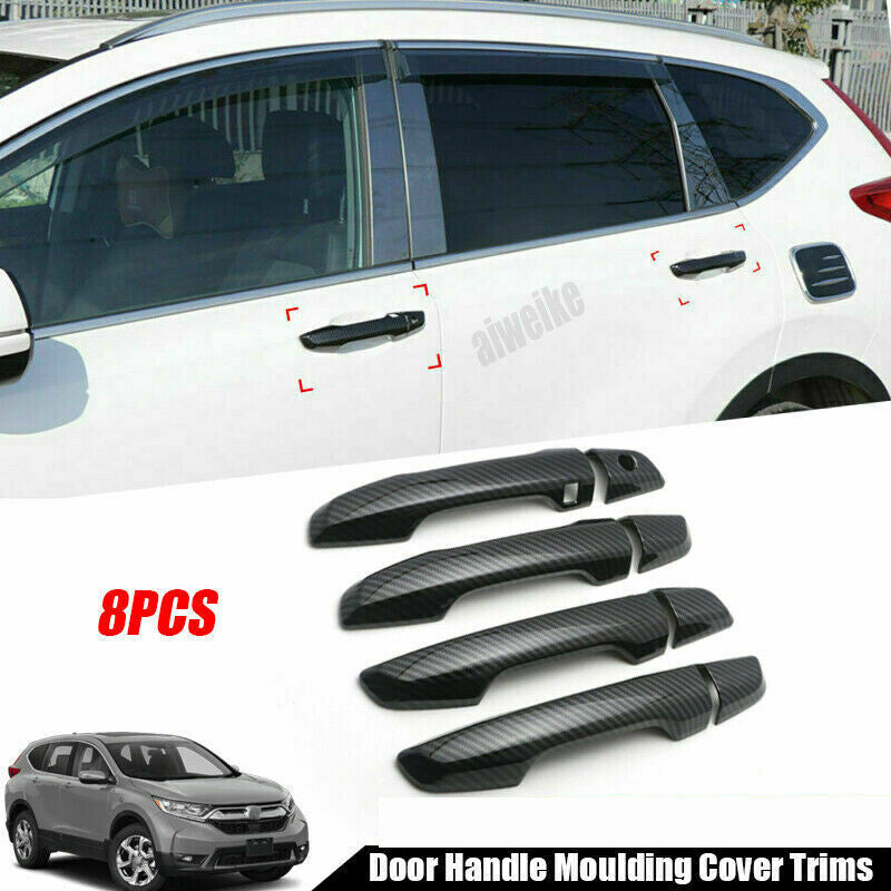 Carbon Fiber Look Door Handle Moulding Cover Trims for Honda CR-V CRV 2017-2022