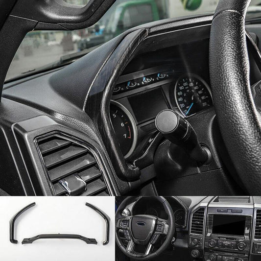 for Ford F150 F-150 2015-2020 Black Wood Grain ABS Dashboard Panel Frame Cover A
