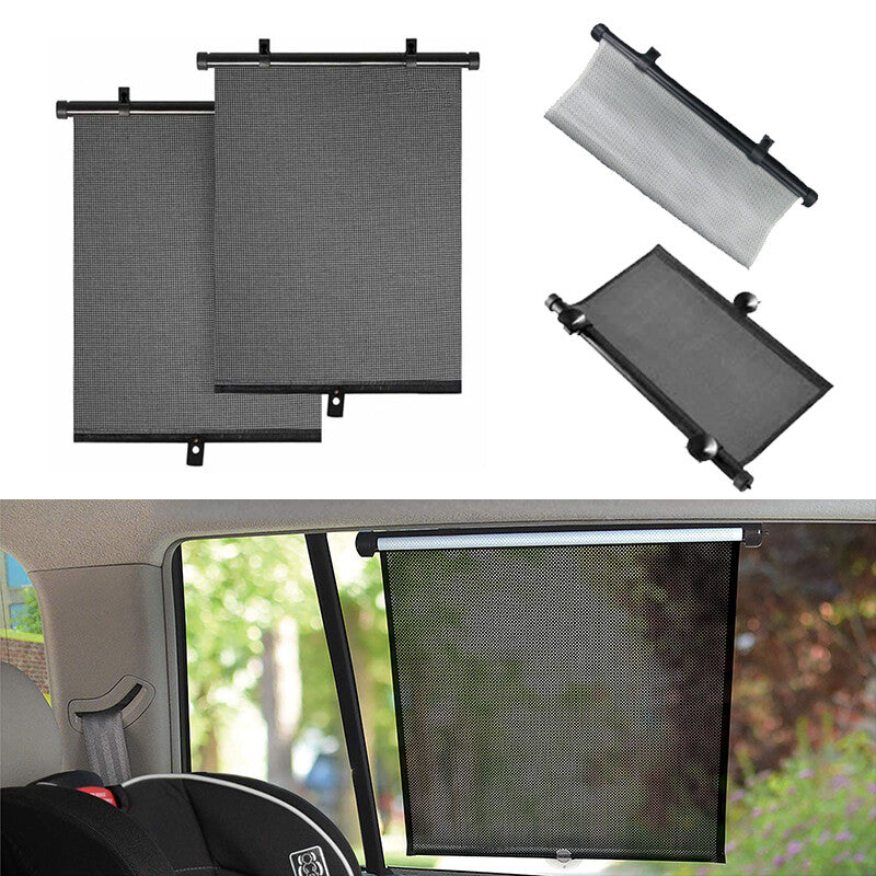 2Pcs Retractable Car Auto Side Window Baby Sun Shade Shield Roll Cover 6050CM