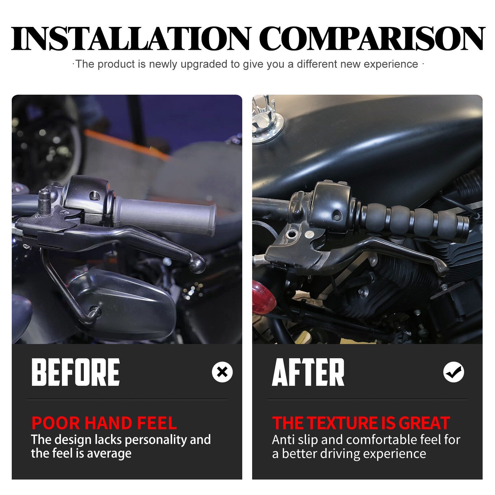 Black 1 Non-Slip Rubber Handlebar Hand Grips for Harley for Honda for Yamaha for Kawasaki