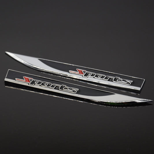 2 Pcs Car Suv Metal Dagger Fender Emblem Sticker Badge Decal Racing Sports