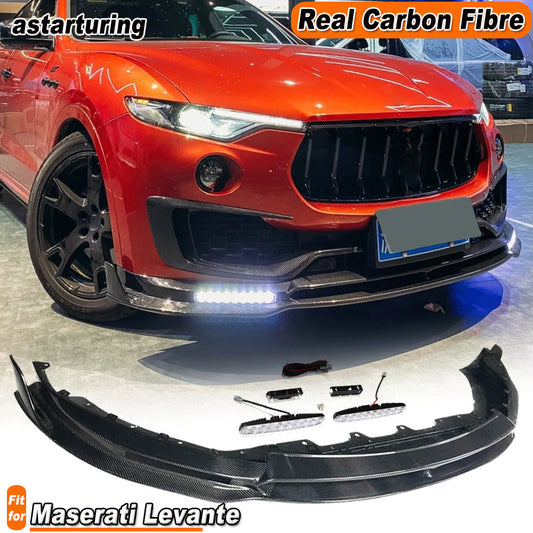 Fit for Maserati for Levante 2016-2020 Real Carbon Fiber Front Bumper Lip Spoiler