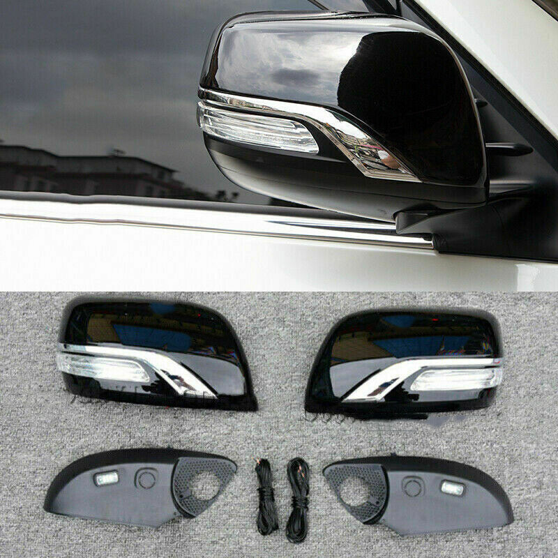 for Land Cruiser LC200 2016-2021 Glossy Black Rearview Mirror Cover Kit Replace
