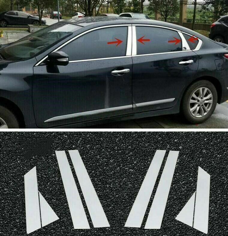 8Pcs for Nissan Altima 2013-2018 Stainless Steel Chrome Window Pillar Posts trim