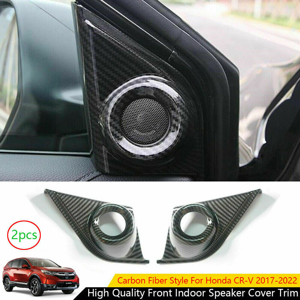 2X ABS Carbon Fiber Front Indoor Speaker Cover Trim for Honda CR-V CRV 2017-2022