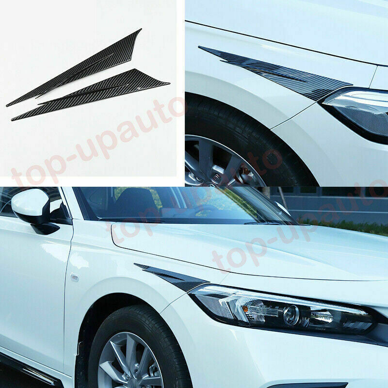 for Honda for Civic 2022 2023 Carbon Fiber Texture Headlight Lamp Eyebrow Trim Cover