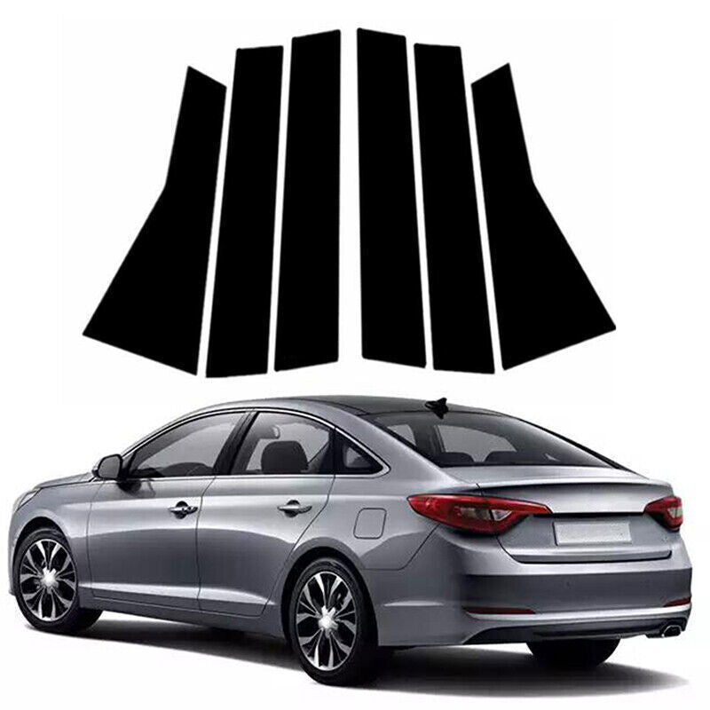 Piano Black Look Pillar Posts Door Window Strip Trim for Hyundai Sonata 2015-19