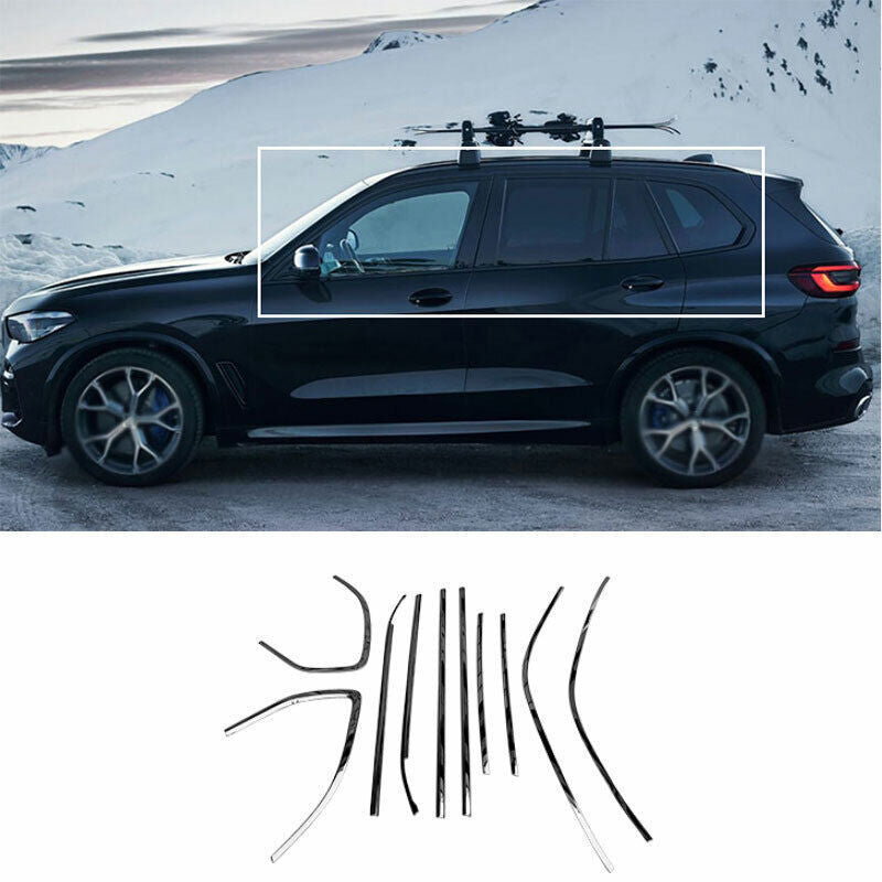 Fit for BMW X5 E70 2008-13 Black Steel Side Windows Sill Molding Strip Trim 10P